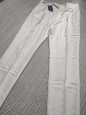 Ralph Lauren Purple Label 100 Silk Straight Pants White Size 36 Made in Italy