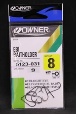 Owner Ebi Baitholder Hook - Size 8 - Pack of 9 Black Chrome Hooks