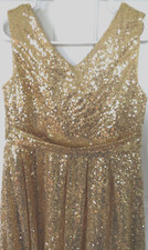 Cocktail Party Formal Gown Dress Gold Sequin Quality Hand Fashioned Lined Festiv