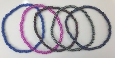 CZECH STRETCHY SEED BEAD ANKLE BRACELET ANKLET 9.5" 12 COLOURS AVAILABLE