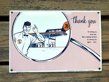 Vintage Union Oil Co. Thank You Porcelain Gas Service Gas Oil Pump Station Sign