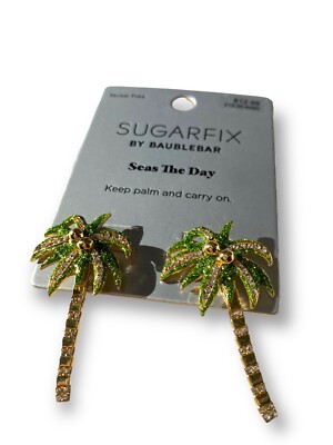 Palm Tree Earrings Post Dangle Gold Vacay Vacation Beach Baublebar