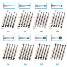 NEW 5Pcs Dental Carbide Bur Round for Slow Speed Latch Type RA#1-#8 Burs Angle