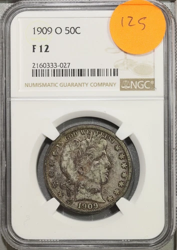 1909 O Barber Half Dollar 50c NGC F 12 Fine #3-027