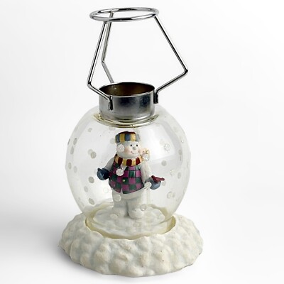 Gorham *WINTER FOLLIES* Snowman Snow Globe Tealight Candle Lamp