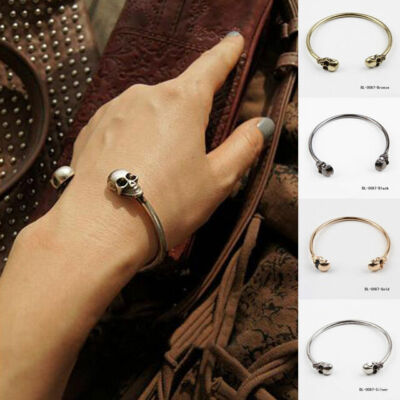 Schädel Armband Armreif silber, gold oder schwarz Gothic Halloween böhmisch Boho A176