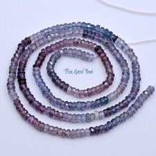 3mm-3.2mm Blue Purple Nebula Spinel Faceted Round Rondelle 16 inch Strand