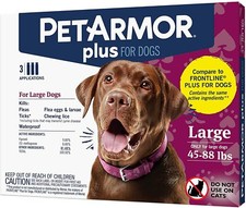 PetArmor Plus For Dogs 45-88 lbs, 3 Tubes Control of Fleas, Flea Eggs  Ticks