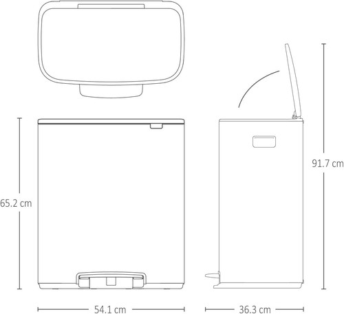 Brabantia Bo Pedal Bin 2 x 30L Inner Buckets White Waste/Recycling Kit**DENTED** - Picture 2 of 24