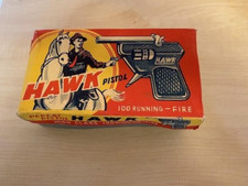 VINTAGE HAWK CAP PISTOLS 2 WITH ORIGINAL BOX 1950'S ERA MADE IN JAPAN RARE 