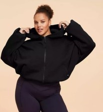 Blogilates Women's Marshmallow Full Zip Hooded Sweatshirt - Black 3X NWT