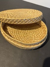 Straw Basket With Lid Flat Oval 9x7x2 Storage Decor Basket Wall Boho Farmhouse