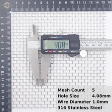 4mm hole 5 mesh 316 Stainless Steel wire mesh, 1mm Wires, Marine Grade