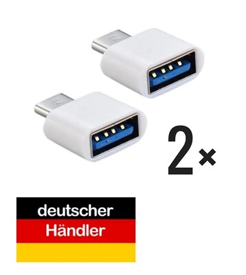 2×USB C 3.1 zu USB A 3.0 OTG Adapter Stecker  Buchse Typ C auf A Weiß