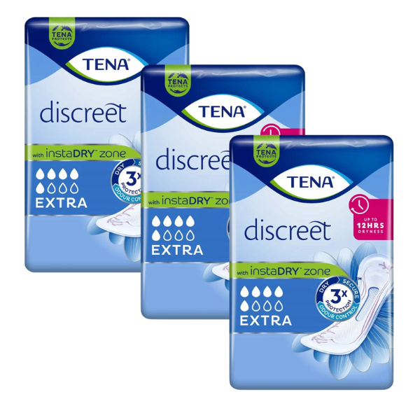 3x TENA Lady Extra 10 Pads - Dry, Odour Control