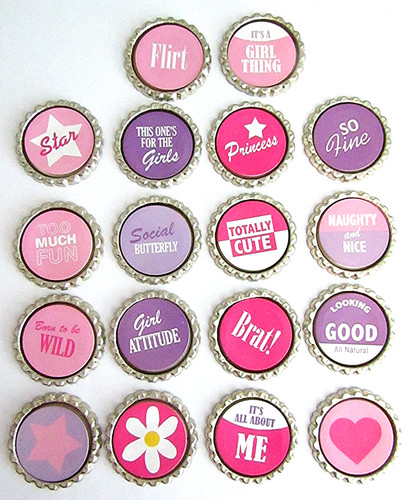 It's A Girl Thing Bottle Cap Images w/Metal Bottle Caps Craft Embellishments -18
