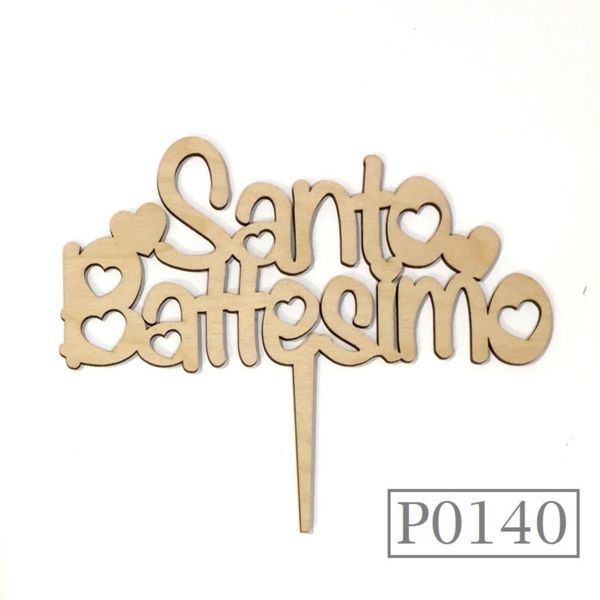 Cake Topper Santo Battesimo in legno 08CM