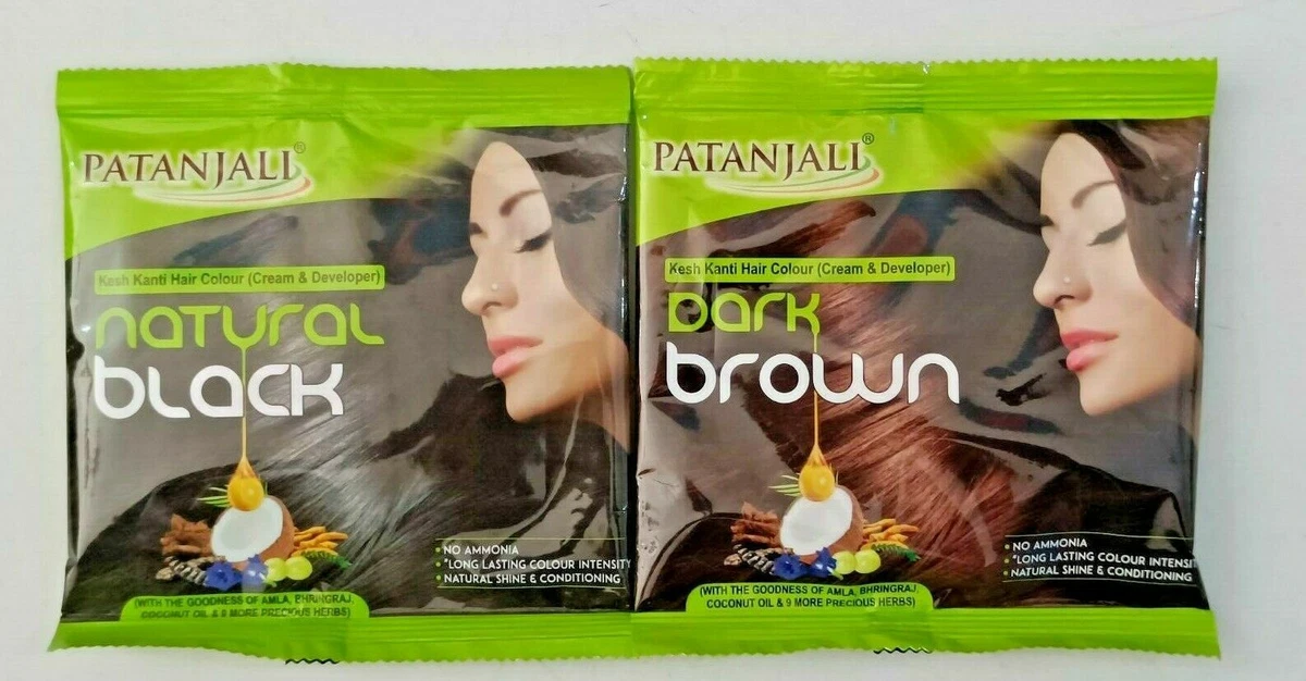 4pcs Patanjali Kesh Kanti Hair Colour Natural Black Natural Brown 40g Each