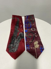 Men  s Musician Band Concert Neck Ties Music Notes Saxophone Performance lot of 2