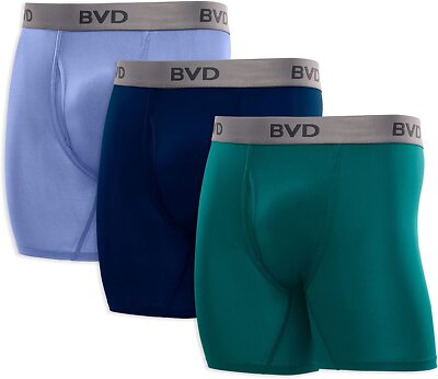 BVD 3 Pack Men's Microfiber Boxer Briefs (Cooling Fabric & Odor