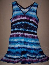 'simply vera' wang smocked tie-dyed dress sleeveless v-neck & side pockets