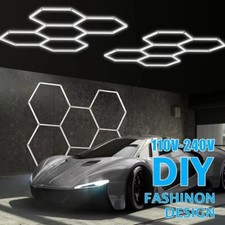 Hexagon Garage Light 5 Grids LED Ceiling Lamp 6500K Super Bright Honeycomb Light