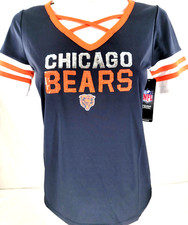 NEW Chicago Bears NFL Team Navy Sequin New Era SS Athletic Shirt Women's S