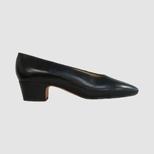 655 Silvia Fiorentina Women's Black Leather Pump Heel Shoes Size 5 M