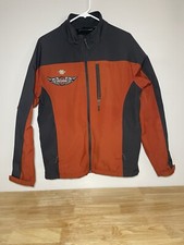 Free Tech Harley Davidson No Hood Full Zip Jacket Mens Size M Orange Gray W/ Pin