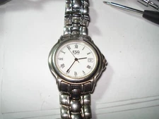 GORGEOUS HIGH END ESQ BY ESQUIRE SWISS DRESS WATCH ROMAN NUMERALS DATE