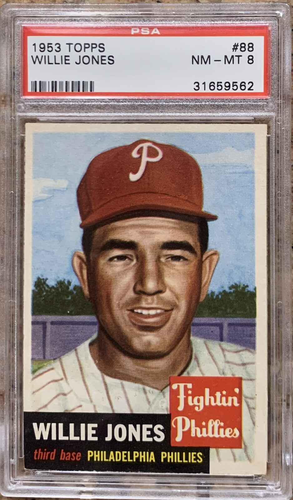 1953 Topps Willie Jones #88 PSA 8