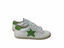 scarpe sneakers basse uomo Via Condotti pelle bianca stella verde New Collection
