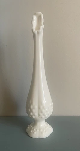 Vintage Hobnail Pattern Milk Glass Vase  Fenton Vase