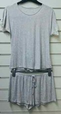 Ladies Grey Ribbed Jersey Short Set UK Size 8