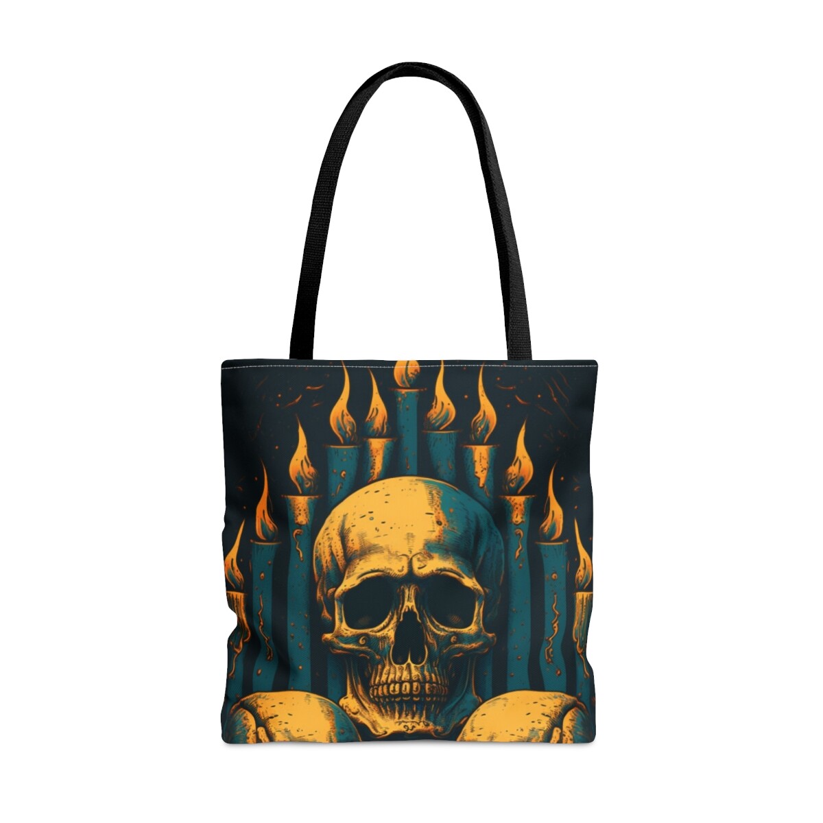 Halloween Retro Skull Print Tote Bag Creepy Scary Trick or Treat Design-image