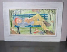 PHYLLIS DEMONG 1920-2017 MIXED MEDIA PAINTING "SWEET ROAD" MANLIUS NY 1958