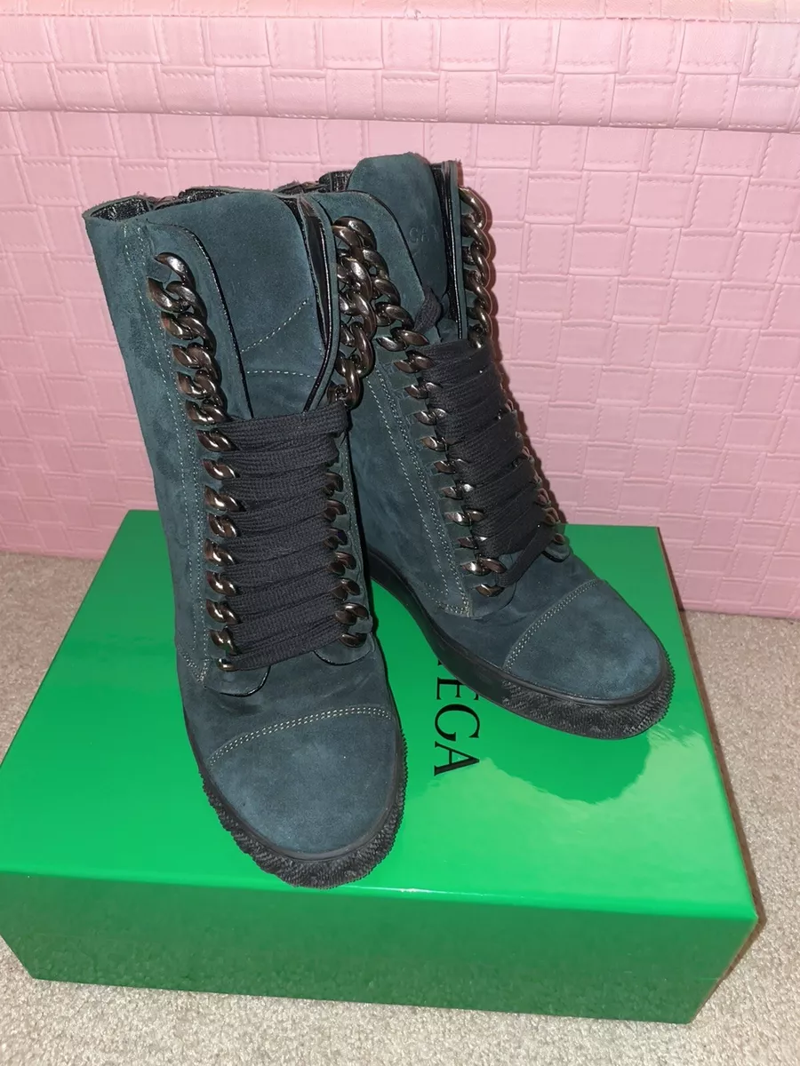 Sale CASADEI high top sneakers Boots Emerald GREEN Suede 38 8