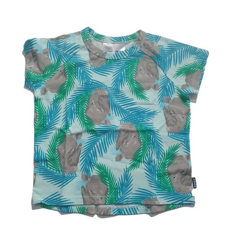 Bonds Size 2 Kids PJ Short Sleep Set Light Blue Rhino Jungle Design - Picture 3 of 12