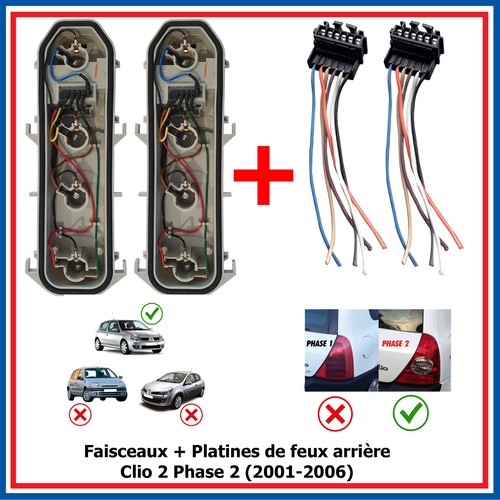 Platine Support Lampe Kit Reparation Feu Arriere pour CLIO 2 phase 2 Dci 1,2 16v - Photo 4/12