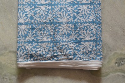 Hand Block 10 Yard Blue & White 100%Cotton Fabric NO TARRIF CHARGES 100% ZK_387