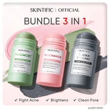 SKINTIFIC Bright Mask Clay Stick Skin Moisture Glycolic Detox Skin Pore Acne 40g