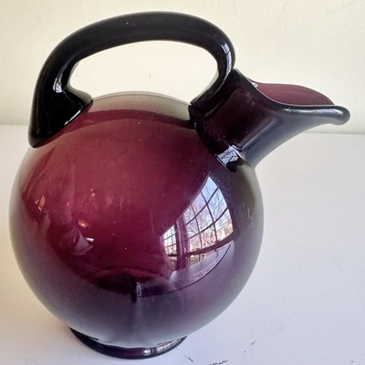 Vintage Cambridge Amethyst Glass Tilted Ball Decanter MCM Art Deco Purple