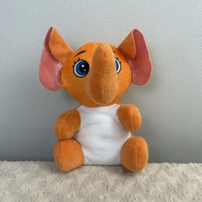 A&A Global Industries Orange White Elephant Plush Stuffed Animal Toy Blue Eyes