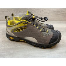 Keen Kids Voyageur Low Hiking Shoes Grey Yellow Bungee Laces 1009492 Size 4Y