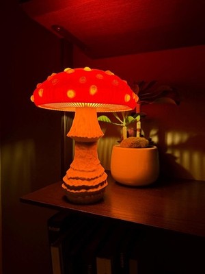 10.5'' Mushroom Table Lamp E12 Amber Bulb Cottagecore Night Light Free Ship USA