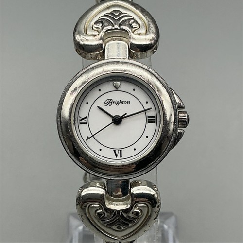 Brighton Bristol Womens Watch 25mm White Dial Silver Tone Hearts New Battery