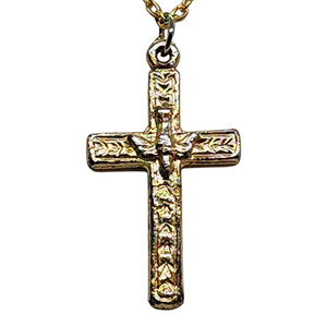 Authentic Vintage W.V. GRANT Cross Pendant Necklace Gold Plated Dove Christian
