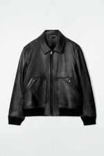 Men's Trending Genuine Leather Jacket Black Vintage Bomber Varsity Style Jacket