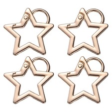 4 Pcs Star Shaped Spring Keychain Clip Metal 1.2 Inch Snap Hook with Ear, Gold