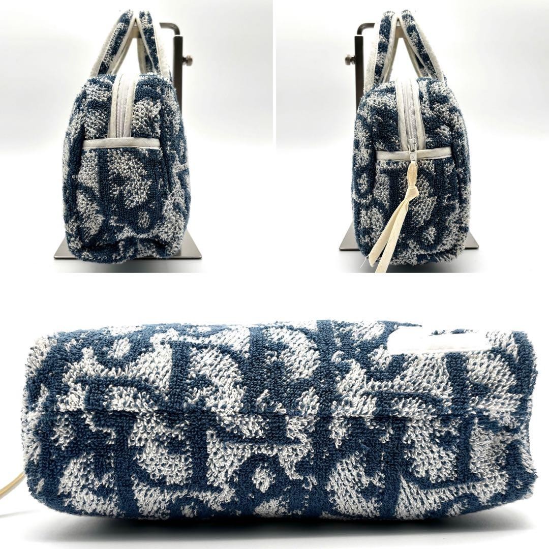 Christian Dior Handbag Mini Towel Bag Cotton Blue White Women's Authentic thumbnail 13